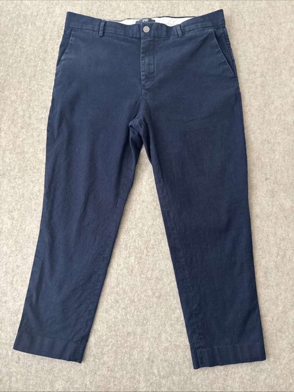 SPOKE Smart Linen Chino Pants Navy Slim Fit Mens Actual 32x24